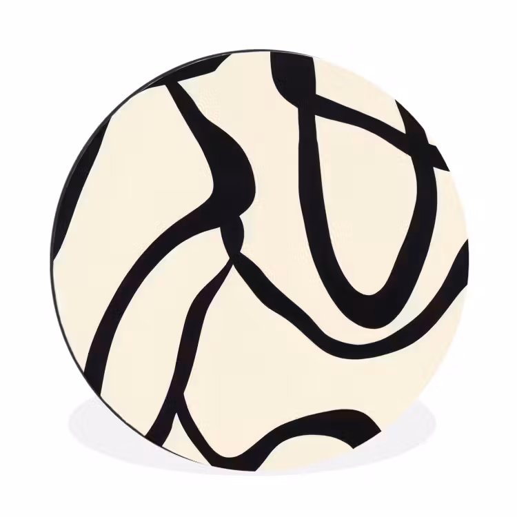 Abstract - Lijnen - Modern - Beige Wandcirkel aluminium klein -3d
