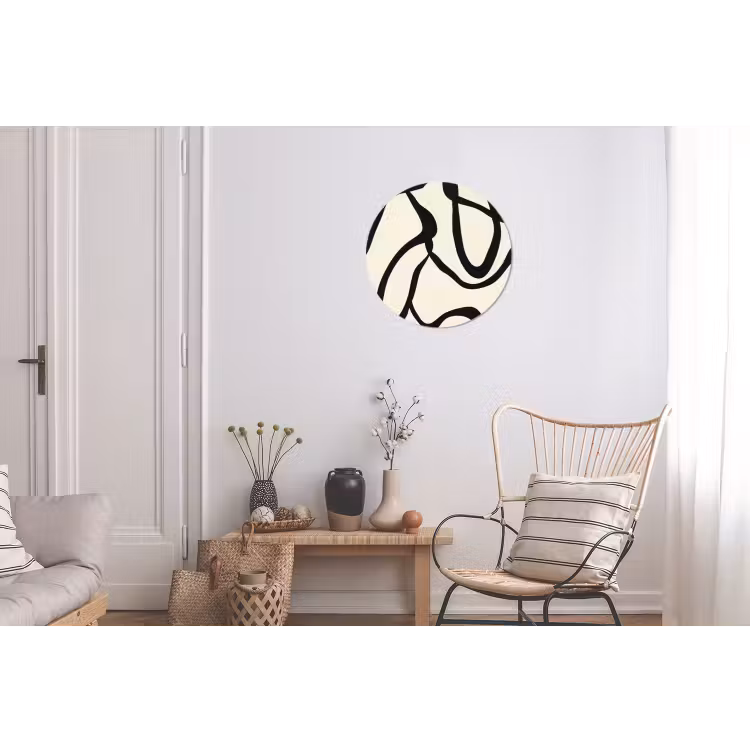 Abstract - Lijnen - Modern - Beige Wandcirkel aluminium klein -woonkamer
