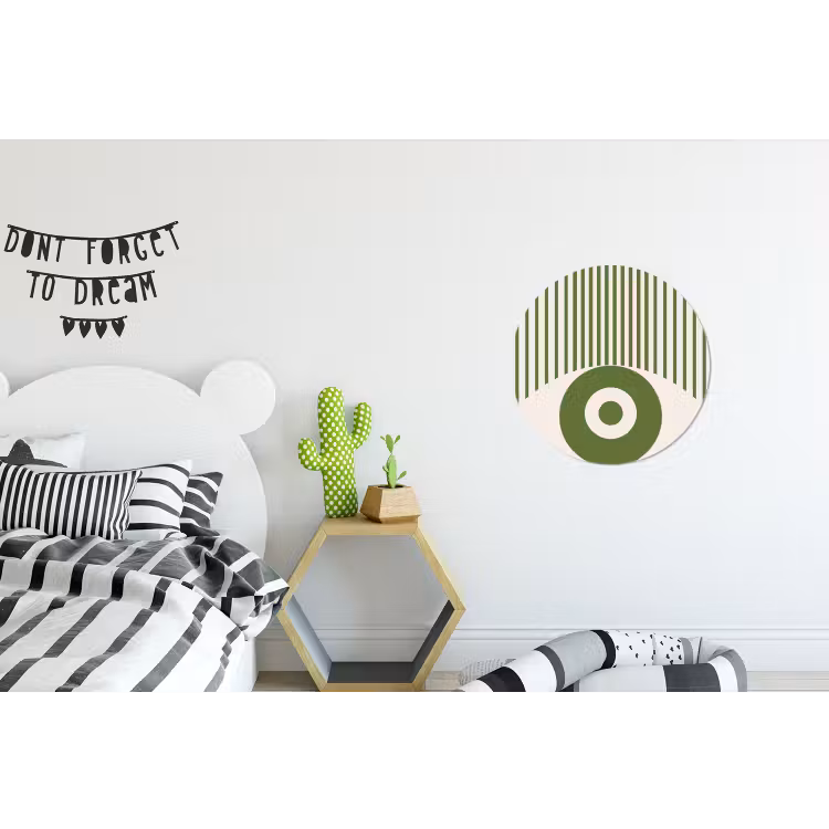 Abstract - Oog - Strepen - Modern - Groen Wandcirkel aluminium klein -kinderkamer