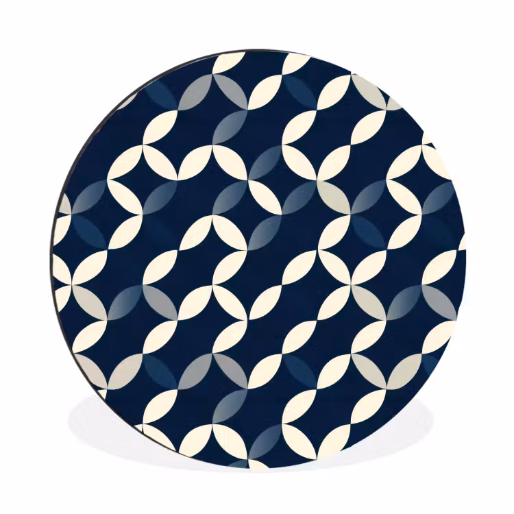 Abstract - Patroon - Blauw Wandcirkel aluminium klein 190 -3d