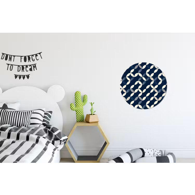 Abstract - Patroon - Blauw Wandcirkel aluminium klein 190 -kinderkamer