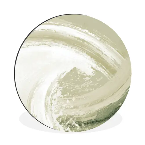 Abstract - Penseelstreken - Golven - Groen Wandcirkel aluminium klein -3d