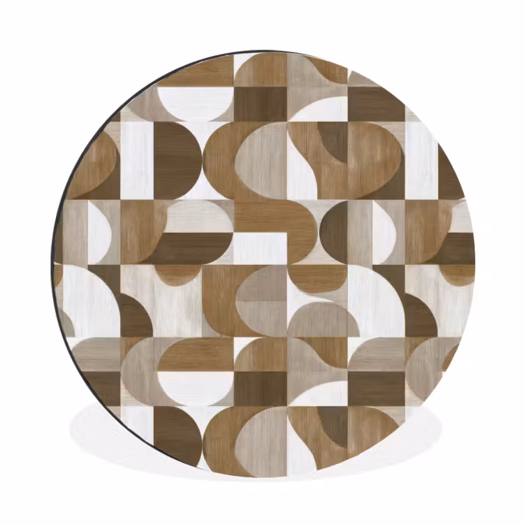 Abstract - Retro - Bruin Wandcirkel aluminium klein 190 -3d
