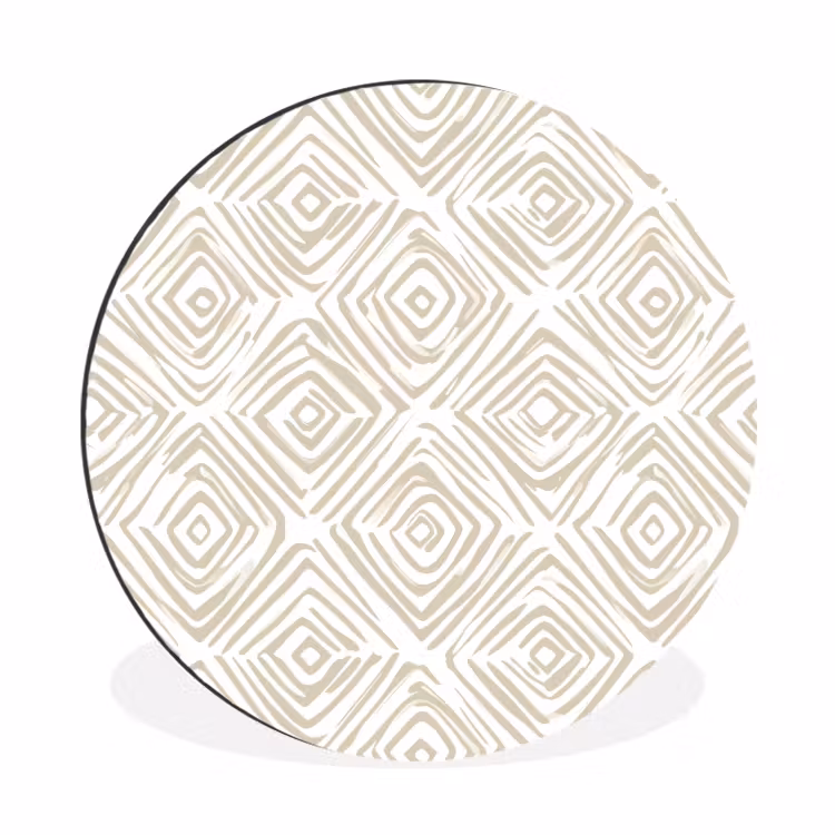 Abstract - Ruit - Beige Wandcirkel aluminium klein 190 -3d