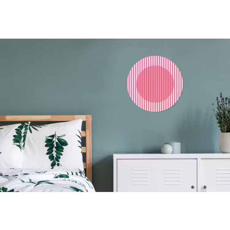 Abstract - Strepen - Ovaal - Roze - Modern Wandcirkel aluminium klein -slaapkamer