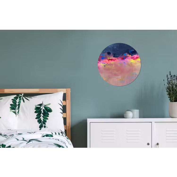 Abstract - Textuur - Kleuren - Modern - Roze Wandcirkel aluminium klein -slaapkamer