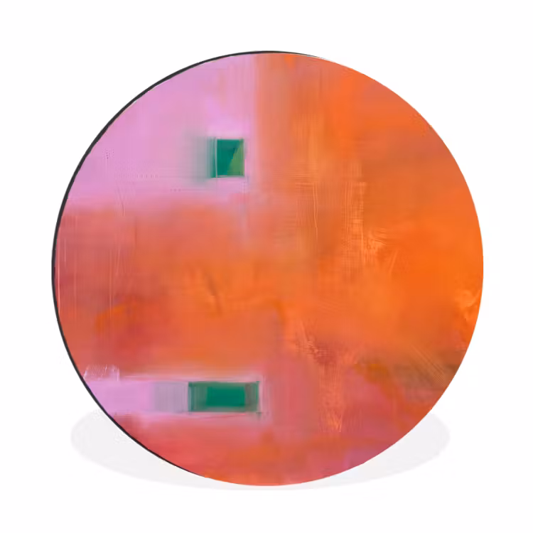 Abstract - Vlakken - Kunst - Modern - Oranje Wandcirkel aluminium klein -3d