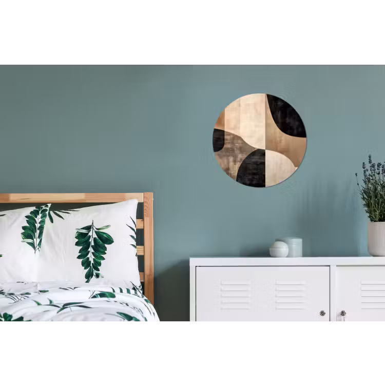 Abstract - Vlakken - Zwart - Rond Wandcirkel aluminium klein -slaapkamer