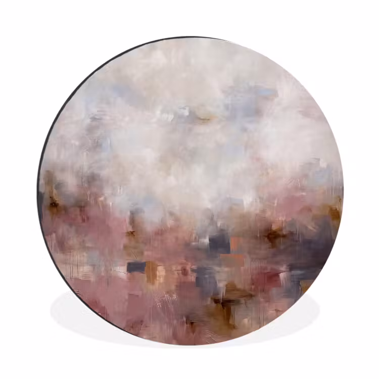 Abstract - Vloeiend - Kunst - Modern - Beige Wandcirkel aluminium klein -3d