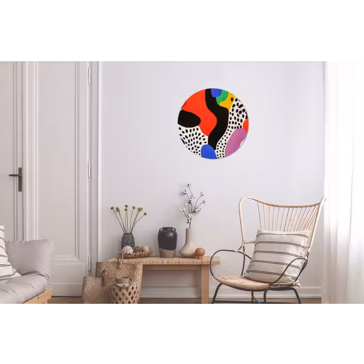 Abstract - Vormen - Kleuren - Stippen Wandcirkel aluminium klein -woonkamer