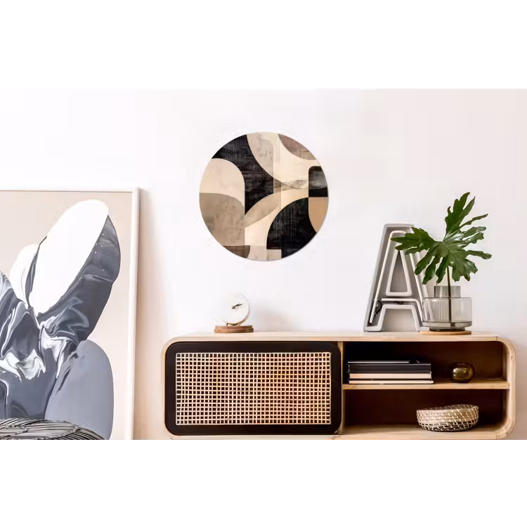 Abstract - Vormen - Modern - Beige Wandcirkel aluminium klein -kantoor