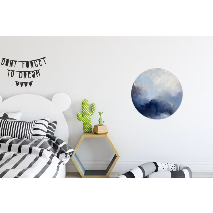 Abstract - Wolken - Modern - Blauw - Kunst Wandcirkel aluminium klein -kinderkamer