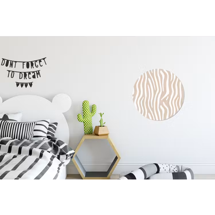 Abstract - Zebra - Beige Wandcirkel aluminium klein 190 -kinderkamer