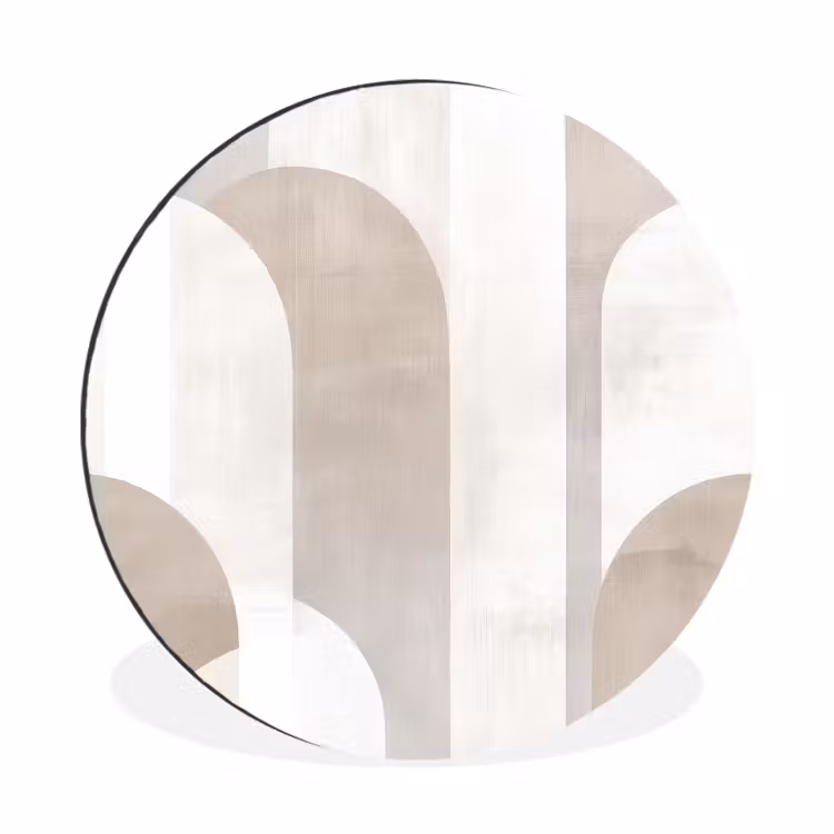 Abstracte bogen - Modern - Beige Wandcirkel aluminium klein -3d