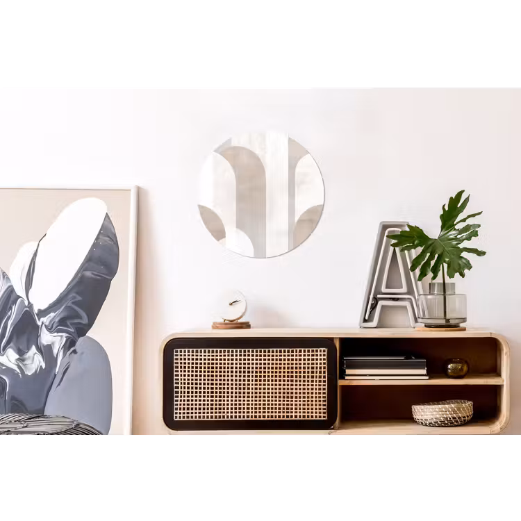 Abstracte bogen - Modern - Beige Wandcirkel aluminium klein -kantoor