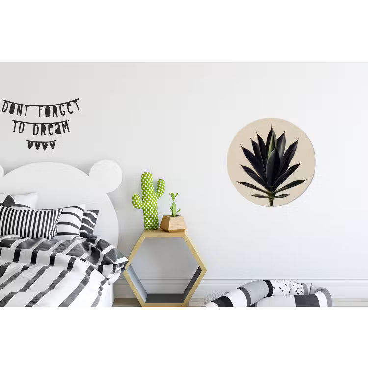 Agaveplant - Symmetrisch - Groen Wandcirkel aluminium klein -kinderkamer