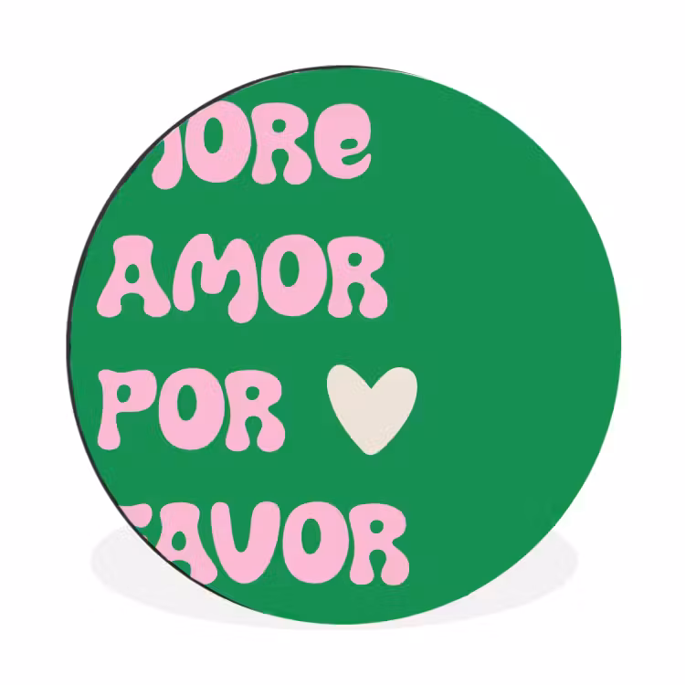 Amor - Valentijn - Groen - Tekst Wandcirkel aluminium klein -3d