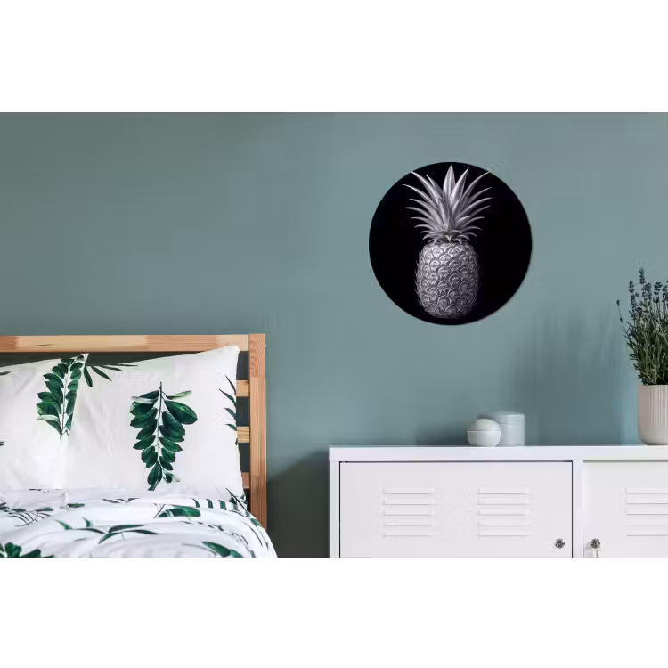 Ananas - Gedetailleerd - Bladeren Wandcirkel aluminium klein -slaapkamer
