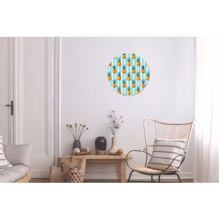 Ananas - Strepen - Groen Wandcirkel aluminium klein 190 -woonkamer