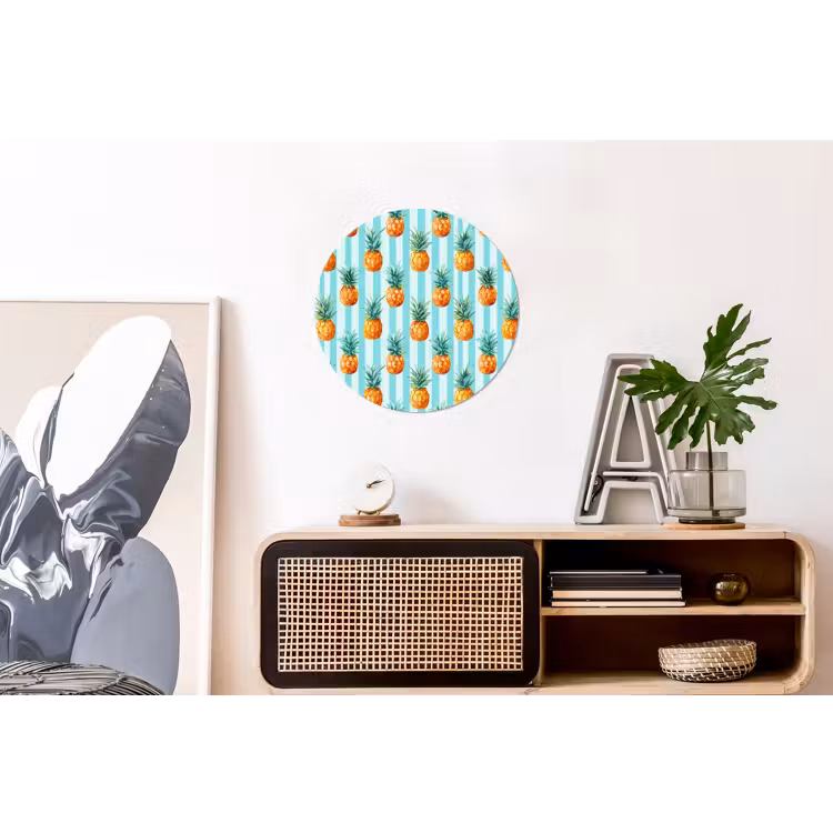 Ananas - Strepen - Groen Wandcirkel aluminium klein 190 -kantoor