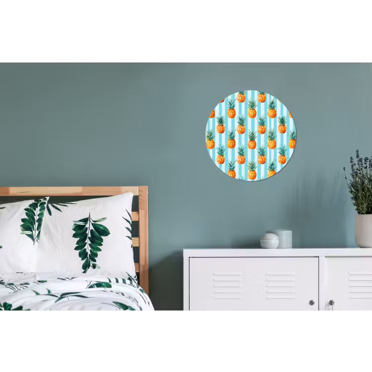 Ananas - Strepen - Groen Wandcirkel aluminium klein 190 -slaapkamer