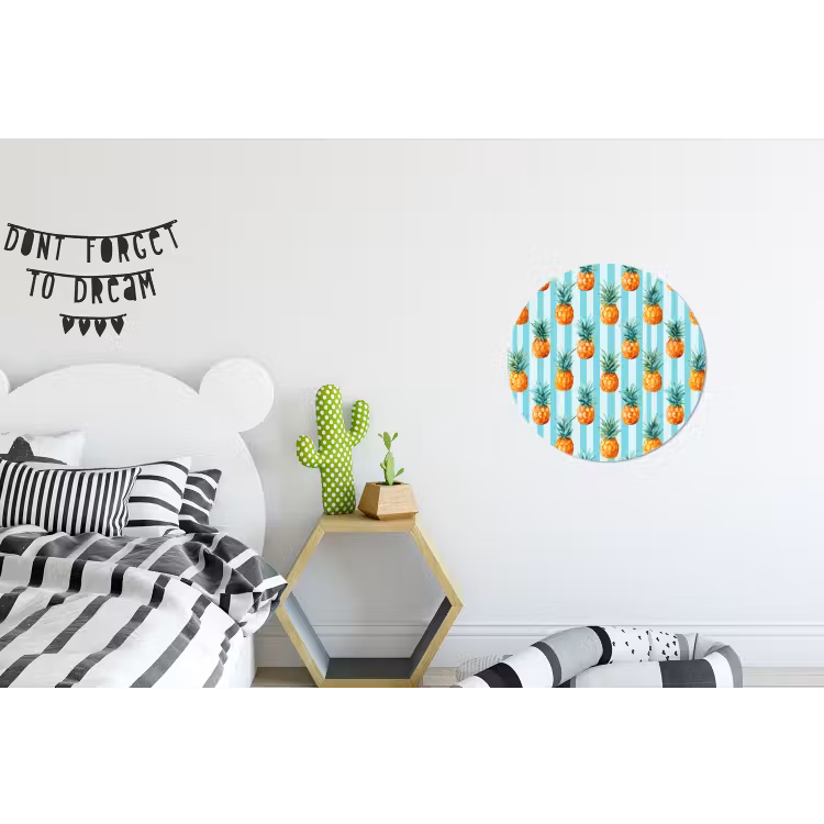 Ananas - Strepen - Groen Wandcirkel aluminium klein 190 -kinderkamer