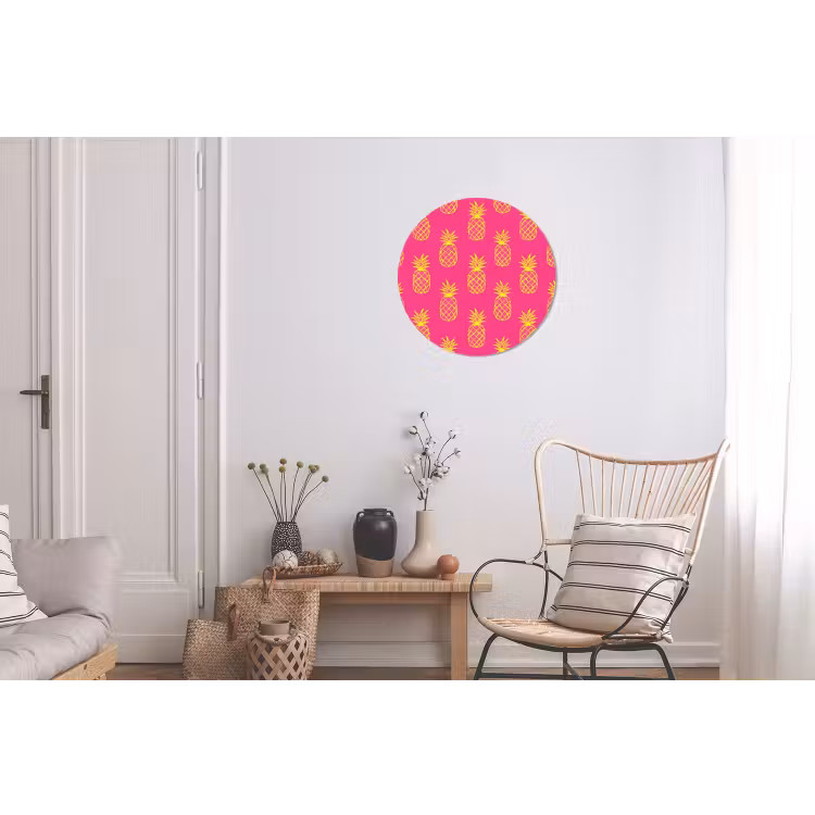Ananas - Trendy - Roze Wandcirkel aluminium klein 190 -woonkamer