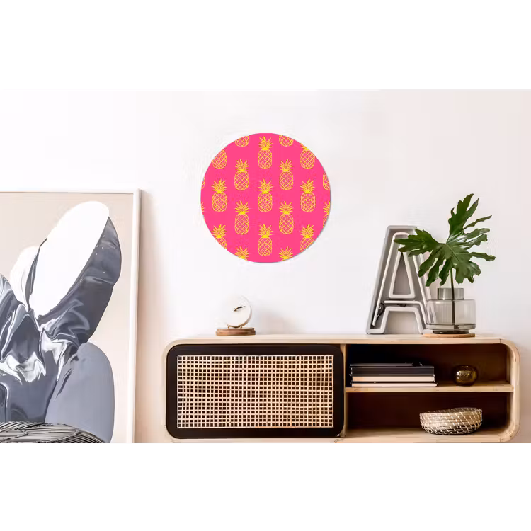 Ananas - Trendy - Roze Wandcirkel aluminium klein 190 -kantoor