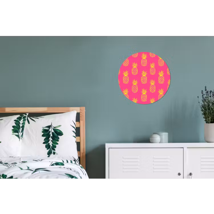 Ananas - Trendy - Roze Wandcirkel aluminium klein 190 -slaapkamer