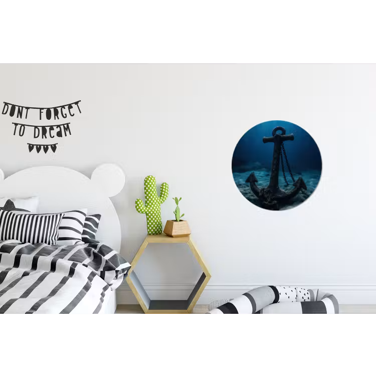 Anker - Ijzer - Zeebodem - Zand Wandcirkel aluminium klein -kinderkamer