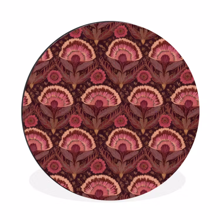 Antiek - Bloemen - Kleurrijk Wandcirkel aluminium klein 190 -3d