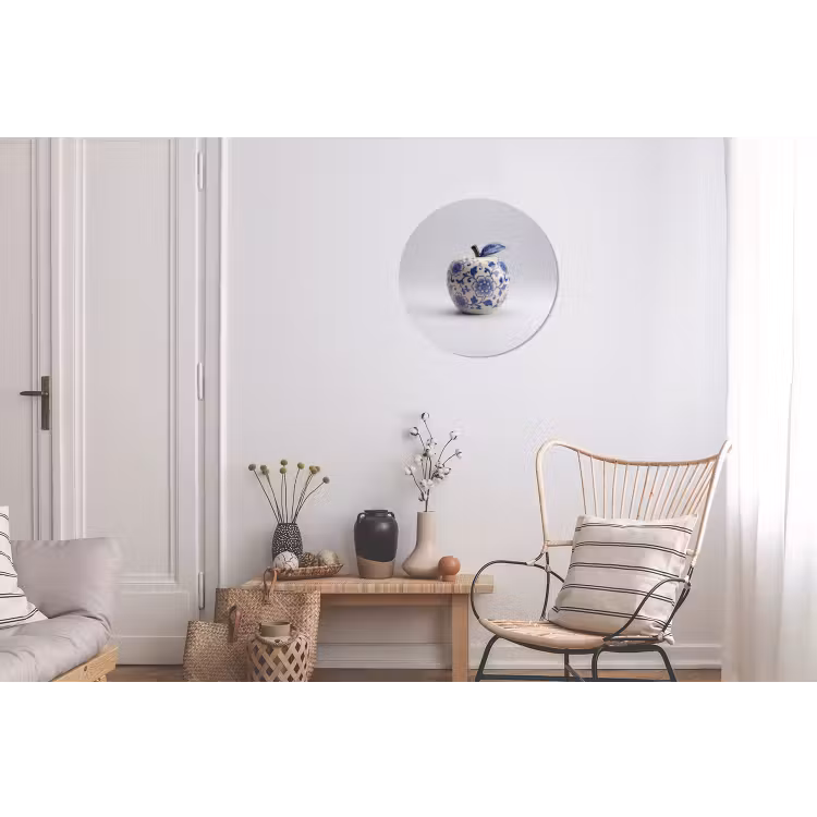 Appel - Blauw - Klassiek Wandcirkel aluminium klein -woonkamer