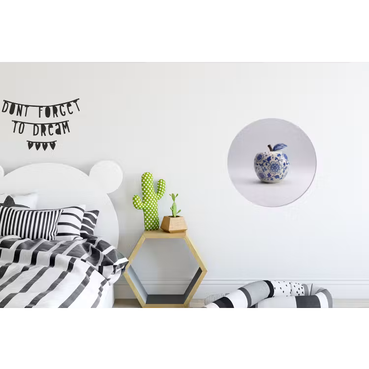 Appel - Blauw - Klassiek Wandcirkel aluminium klein -kinderkamer