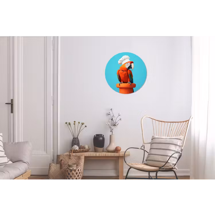 Ara - Koksmuts - Sokkel - Grappig Wandcirkel aluminium klein -woonkamer