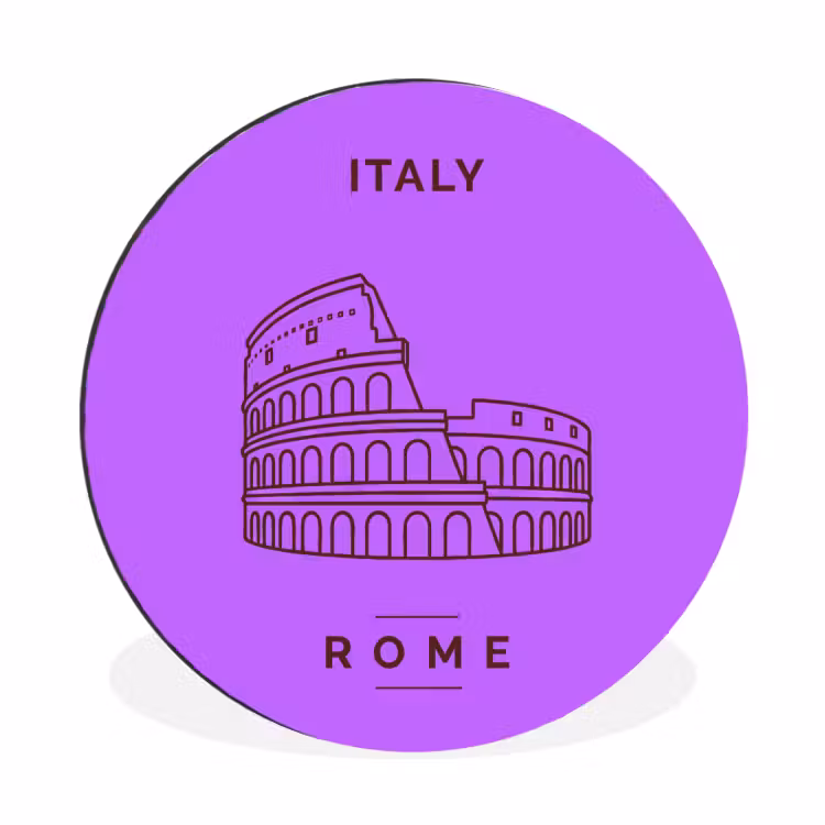 Architectuur - Colosseum - Rome - Minimalistisch - Paars Wandcirkel aluminium klein -3d