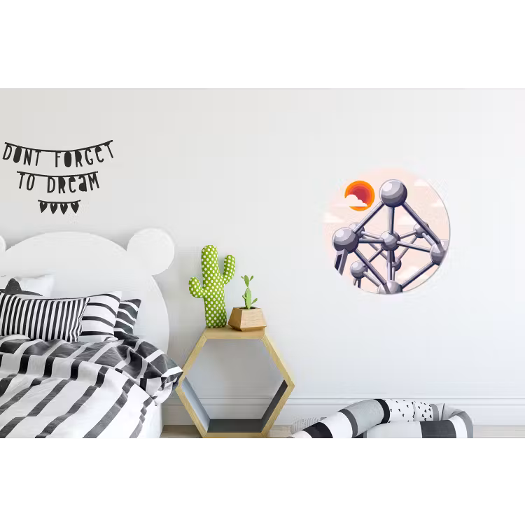 Architectuur - Geometrie - Stad - Modern - Grijs Wandcirkel aluminium klein -kinderkamer