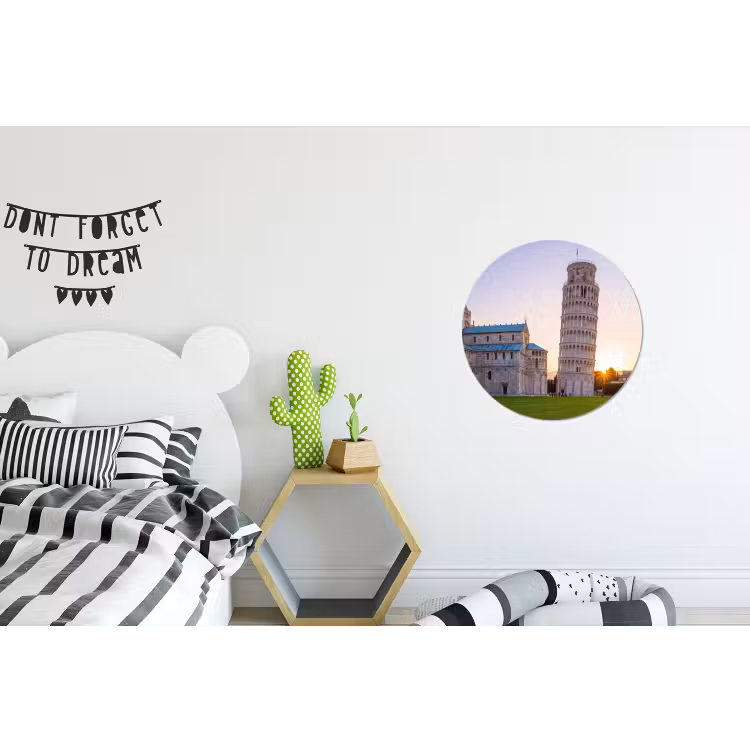 Architectuur - Toren - Pisa - Italië - Zonsondergang Wandcirkel aluminium klein -kinderkamer