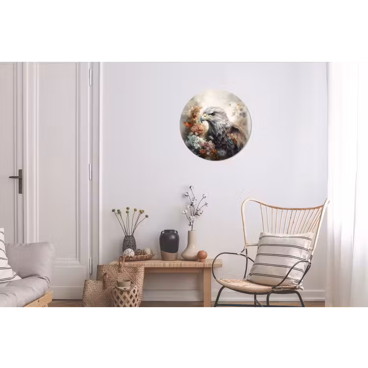 Arend - Adelaar - Vogel - Bloemen - Natuur Wandcirkel aluminium klein -woonkamer