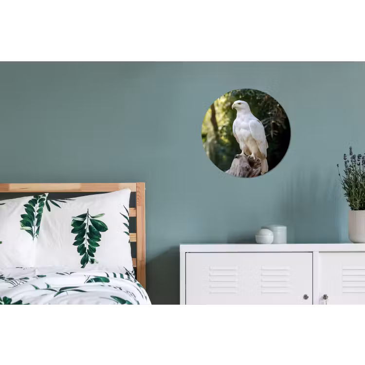 Arend - Hout - Wit - Planten Wandcirkel aluminium klein -slaapkamer