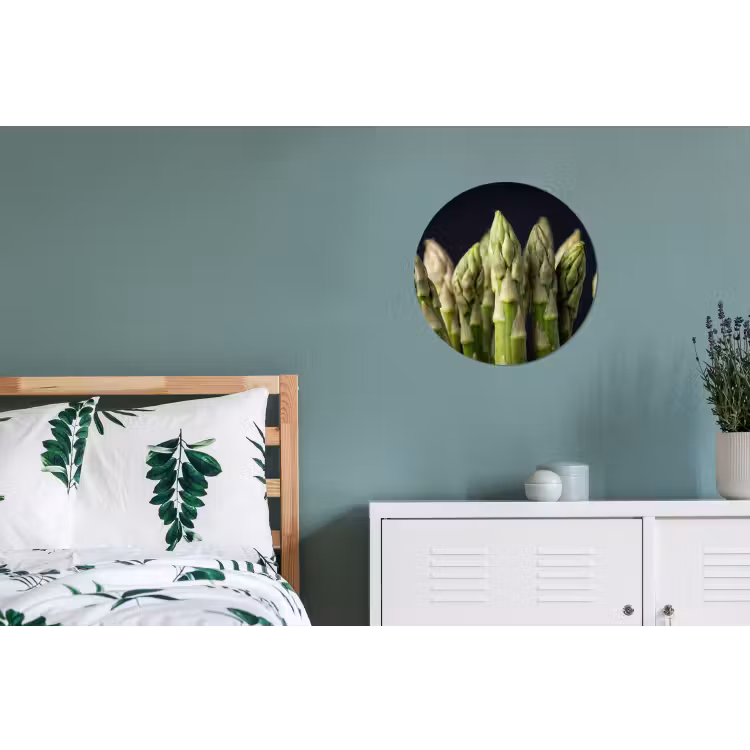 Asperges - Groen - Zwart Wandcirkel aluminium klein -slaapkamer