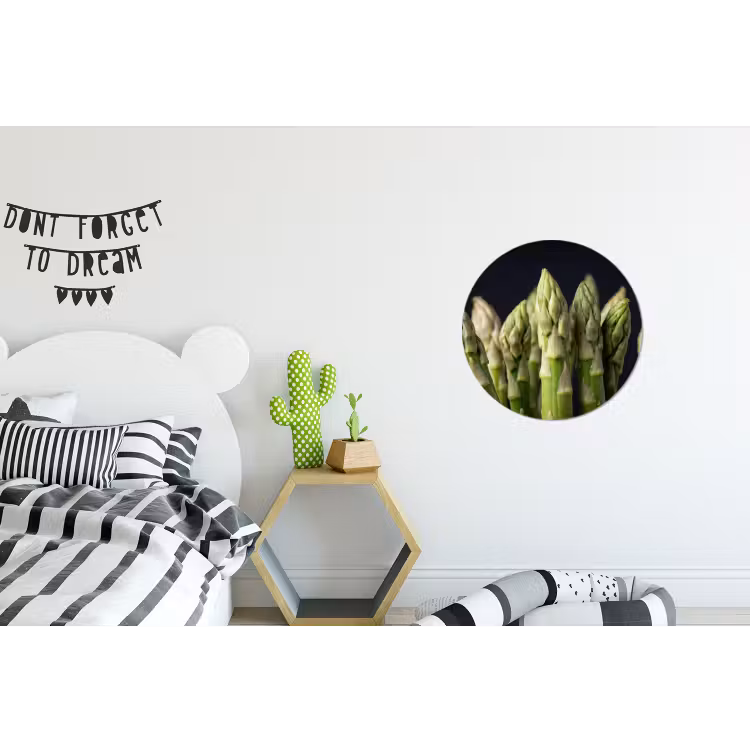 Asperges - Groen - Zwart Wandcirkel aluminium klein -kinderkamer