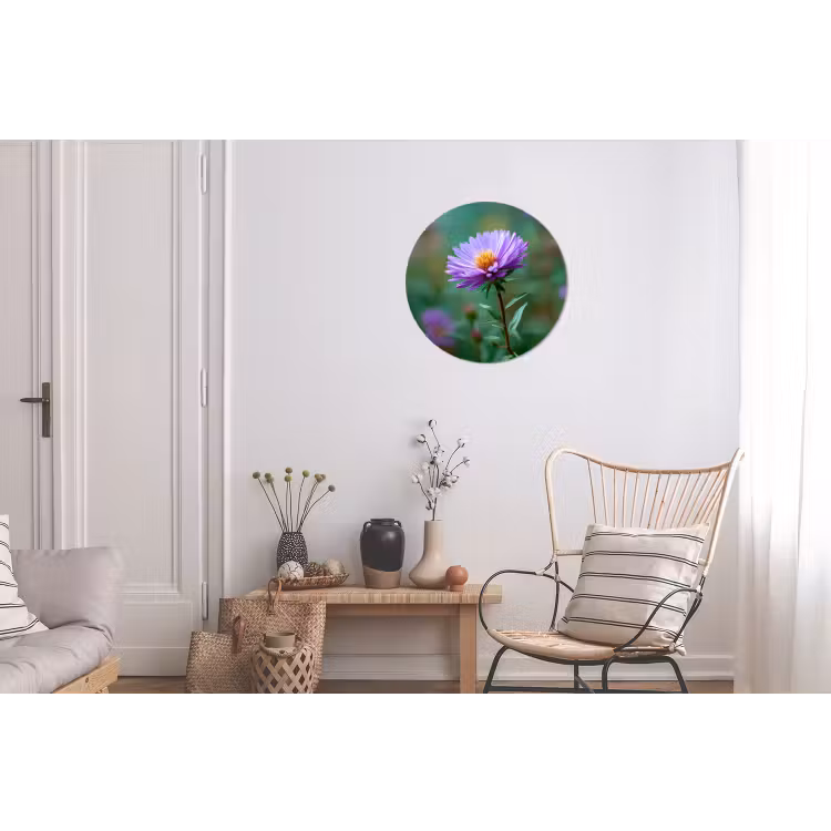 Aster - Paars - Bloem - Blaadjes Wandcirkel aluminium klein -woonkamer