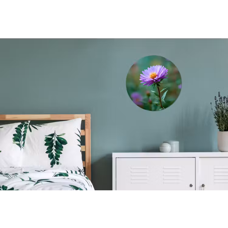 Aster - Paars - Bloem - Blaadjes Wandcirkel aluminium klein -slaapkamer