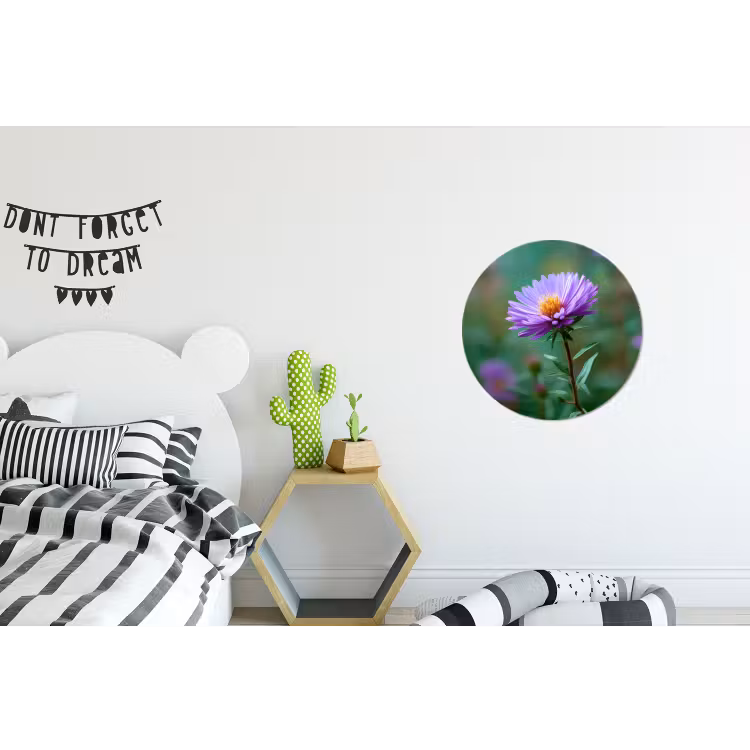 Aster - Paars - Bloem - Blaadjes Wandcirkel aluminium klein -kinderkamer
