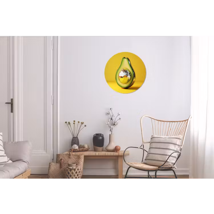 Avocado - Discobal - Geel - Glitter Wandcirkel aluminium klein -woonkamer