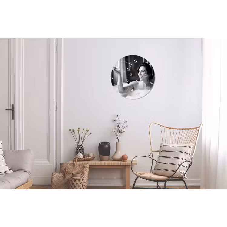 Bad - Bubbels - Zwart - Wit Wandcirkel aluminium klein -woonkamer