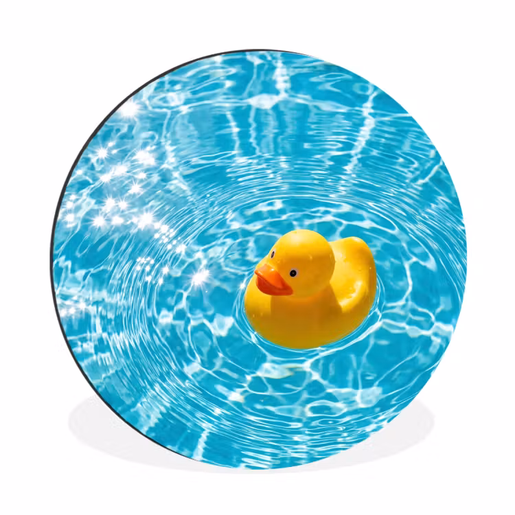 Badeend - Dobberen - Blauw Wandcirkel aluminium klein -3d