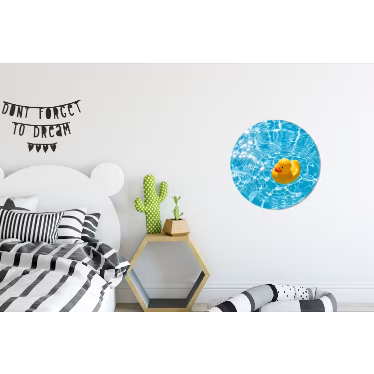 Badeend - Dobberen - Blauw Wandcirkel aluminium klein -kinderkamer