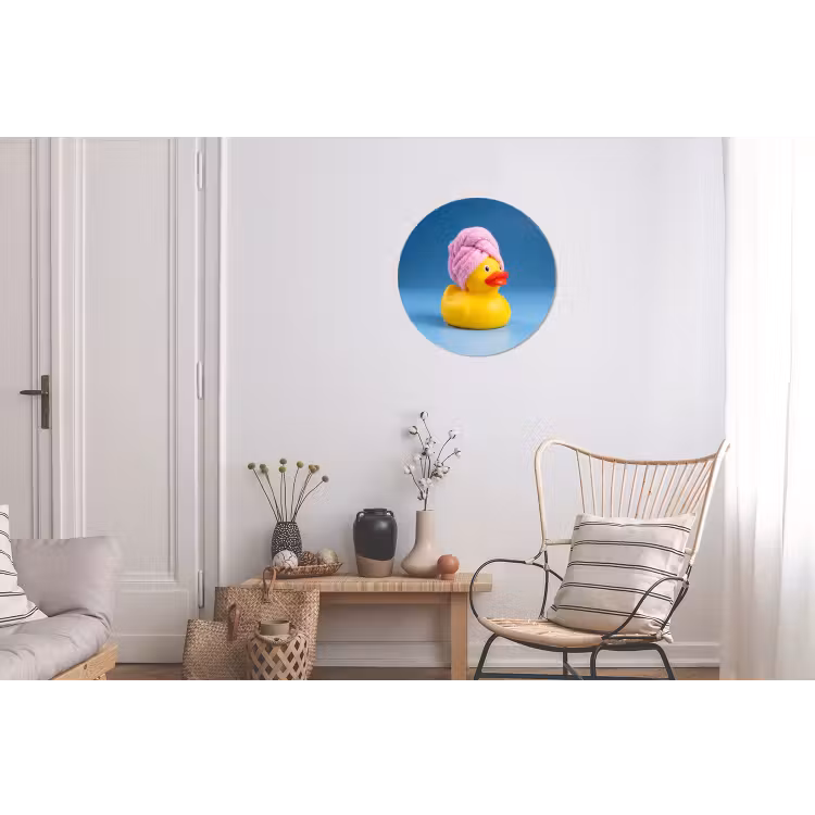 Badeend - Handdoek - Blauw Wandcirkel aluminium klein -woonkamer