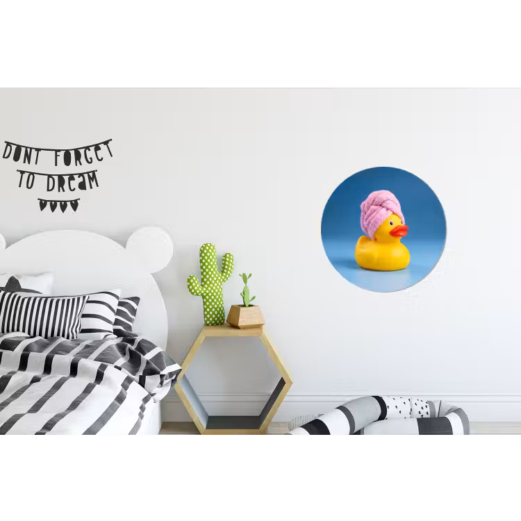 Badeend - Handdoek - Blauw Wandcirkel aluminium klein -kinderkamer